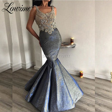 Reflective Mermaid Evening Dresses With Crystals Beaded Floor Length Arabic Party Gowns 2019 Custom Robe De Soiree Prom Dresses 2024 - buy cheap