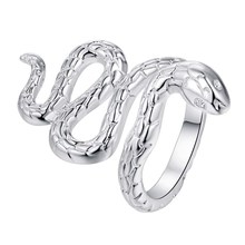 Anel banhado a prata brilhante de cobra, anel de joias da moda de prata brilhante para mulheres e homens,/bxariblg eprlnhqt 2024 - compre barato
