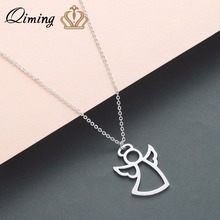 QIMING Stainless Steel Angle Baby Necklace Guardian Amulet Cute Statement Jewelry Accessories Fashion Pendant Necklaces 2024 - buy cheap