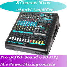 Microfone amplificador 2800w, com 8 canais, usb, mp3, 16 dsp, de alta qualidade 2024 - compre barato