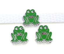 50PCS 8mm Enamel Green Frog Slide Charms Slide Beads DIY 8mm Bracelets Wristbands,Belt Straps Pet Name Collar 2024 - buy cheap