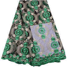 2018 novo estilo tecido de renda rede francesa tecido de renda verde flor africana tecido de malha de tule africano de alta qualidade tecido de renda s1374 2024 - compre barato