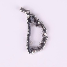 Винтажное ожерелье с подвеской из натурального камня, нестандартный геодезический кварц, 12 шт. в подарок 2024 - купить недорого