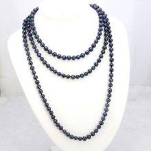 Collar largo de Perla Negra caliente 7-8mm DIY joyería hecha a mano 55 pulgadas 2 unid/lote adecuado para ropa de fiesta femenina 2024 - compra barato