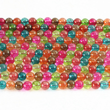 Piedra redonda multicolor de turmalina simulada, cristal de sandía de 4mm, 6mm, 8mm, 10mm, 12mm y 14mm, cuentas sueltas de joyería de 15 pulgadas B176 2024 - compra barato