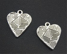 30 pçs cor de prata coração com scratch charme pingente diy colar pulseira descobertas a1694 2024 - compre barato