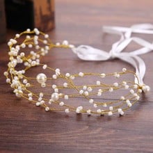 Women Korean Style Simulation Pearl Headpieces Bridal Satin Ribbon Wedding Hair Accessories Girls Simple Fashion Headdress 2024 - buy cheap