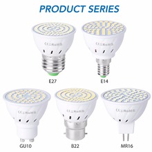 GU10 LED E27 Lamp E14 Spotlight Bulb 48 60 80leds lampara 220V GU 10 bombillas led MR16 gu5.3 Lampada Spot light B22 5W 7W 9W 2024 - купить недорого