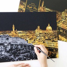 1set Decorative Painting Scratch Scraping Painting Drawing Paper World Sightseeing Pictures Home Decoration Birthday Gifts 2024 - купить недорого