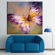 100% Handpainted Abstract Purple Butterfly  Oil Painting Beautiful Art Animal Paintings On Canvas For kids room Home Decor gift 2024 - buy cheap