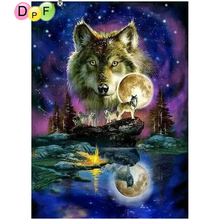 DPF алмазная живопись вышивка крестиком рукоделие волк звезда небо 5D Набор для алмазной мозаики квадратный подарок декор Алмазная вышивка рукоделие 2024 - купить недорого