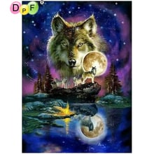 DPF diamond painting cross stitch needlework DIY wolf star-sky 5D diamond mosaic kit square gift decor diamond embroidery crafts 2024 - buy cheap