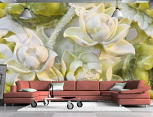 Papel de pared personalizado 3d, Loto de Jade, mural Natural para sala de estar dormitorio TV fondo de pantalla impermeable 2024 - compra barato