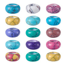 100 peças contas de rodelas de pedra europeias de cores mistas 14x7mm para fazer joias diâmetro: 14mm furo: 5mm 2024 - compre barato