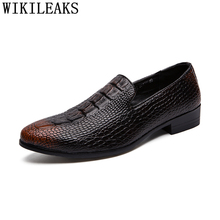 Italiano sapatos de crocodilo homens formais sapatas de vestido dos homens elegantes da marca sapatos de grife homens clássico coiffeur sepatu deslizamento na pria ayakkab 2024 - compre barato