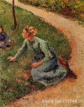 Landscape paintings Peasant Trimming the Lawn by Camille Pissarro canvas art High quality Hand painted 2024 - buy cheap