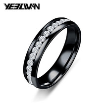 New Fashion Full Crystal Wedding Rings For Women Romantic Stainless Steel Ring Bague Femme Gold Black Silver Color Ring Female 2024 - buy cheap