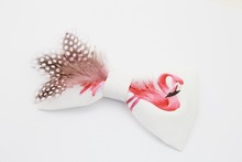 Free shipping new fashion men's male female casual Pink feather bow tie mens wedding Groomsman party bridegroom woman Headdress 2024 - buy cheap