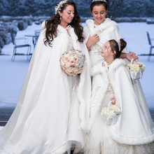 Winter Wedding Cloaks Hooded Bridal Cape with Train Faux Fur Wedding Accressories Bridal Shawl cloak 2024 - buy cheap