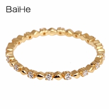 BAIHE-diamantes naturales redondos para mujer, oro amarillo de 14K, 0,11ct H/SI, boda, regalo único elegante, hermoso anillo de diamantes 2024 - compra barato