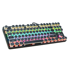 VOBERRY  Cable 87-key Punk LED Backlight USB Mechanical Metal Game Keyboard Retro Computer Keyboard 2024 - купить недорого