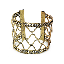 Dayoff boho pulseira étnica banhada a prata e ouro, bracelete de punho aberto de mão grande vazado, joias femininas b111 2024 - compre barato