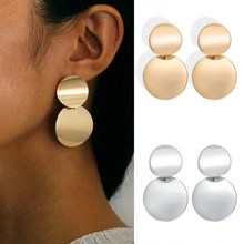 New Fashion Jewelry Geometric Metal Big Round Earrings for Women Statement Gold Retro Circle Dangle Drop Earing Oorbellen 2024 - buy cheap