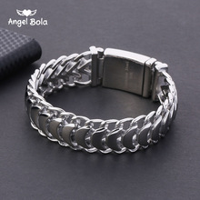 316L Stainless Steel Wristband Male Jewelry with Logo Buddha Bracelet 20mm Heavy Men's Curb Cuban Link Silver Color 2024 - buy cheap