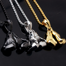 New Sport Fitness Jewelry Stainless Steel Boxing Glove Pendant Necklace Chic Men Hiphop Chain Necklace Cool Male Jewellery 2024 - buy cheap