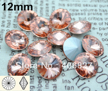 ¡200 unids/lote, 12mm piedras de cristal de melocotón claro, envío gratis! Rivoli de cristal de alta calidad chino 2024 - compra barato