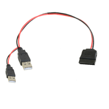 Адаптер для кабеля SATA к USB, 40 см, 5 В, штекер-15pin, SATA, гнездовой порт, адаптер для кабеля питания 2,5 дюйма, SATA HDD, SSD, силовые кабели 2024 - купить недорого