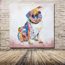 Mintura Hand Made Modern Colorful Lovely Cute Little Animal Dog Oil Paintings On Canvas Abstract Wall Art Picture For Home Decor 2024 - buy cheap