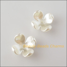 70 Uds. De abalorios de plástico blanco acrílico, espaciador de flor y estrellas, tapas de perlas finales, 14mm 2024 - compra barato