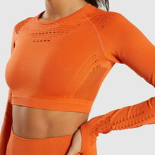 SALSPOR Women Seamless Long Sleeve Crop Yoga Top Gym Running Sport Shirt  Fitness Sportswear Woman Elastic Tight Workout Tops 2024 - buy cheap