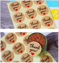 120pcs Lovely Round Thank You adhesive kraft Paper Stickers Decorative Packaging Labels for cake party gift boxes & bags 2024 - buy cheap