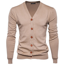 Hot Autumn New Men's V-Neck Cardigan Sweater Slim Thin Sweater 8 Colors Large Size Wool Coat Genuine Men High Quality Pullover 2024 - buy cheap