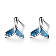 Tiny Cute Blue Epoxy Resin Whale Tail Stud Earrings Lovley Small  Ear Jewelry Fashion Party Earrings Gifts for Women Girls 2024 - buy cheap