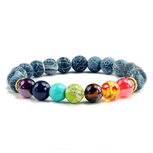 Pulsera Multicolor de 7 Chakras para hombre, piedra púrpura Natural, cuentas redondas, equilibrio, Buda, oración, Yoga, pulseras de piedra blanca, joyería bangl 2024 - compra barato