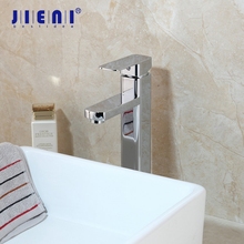 JIENI Tall Soild Brass Chrome Polish Hoses Deck Mount Single Handle Spray Spout Wash Basin Sink Vessel Tap Mixer Faucet 2024 - buy cheap