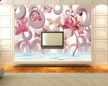 Beibehang custom wallpaper pink pebble water lotus flower entrance bedroom living room sofa TV wall 3d wallpaper papel de parede 2024 - buy cheap