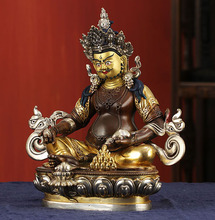 Estatua de latón de gran calidad de 21CM, estatua de Buda para el hogar, protección efectiva de la familia, jamba amarilla tibetano de Nepal, dios de la Fortuna, Buda 2024 - compra barato