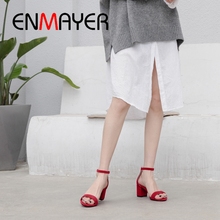 ENMAYER-Sandalias de tacón alto para mujer, zapatos básicos de gamuza, con correa y hebilla, talla 34-40, LY2171, 2019 2024 - compra barato