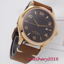 Fashion Rose Golden Plated Leather Mens Watches Automatic Men Wrist Watch 2019 Men's Watches Top Brand Luxury Casual Watch Clock 2024 - buy cheap