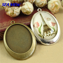 40*30MM Oval Cabochon Antique Bronze/Silver color Pendant Blank Setting Vintage Alloy Pendant Base Settings Jewelry Findings 2024 - buy cheap