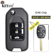 KEYECU-llave remota de 3 botones para Honda Civic, Chip ID46 actualizado, plegable, 313,8/433MHz 2024 - compra barato