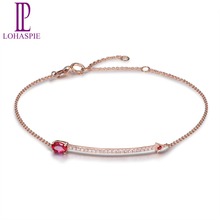 LP-pulsera de oro rosa de 18K con gema Natural para mujer, brazalete con forma de flecha, rubí Natural, joyería fina de compromiso 2024 - compra barato