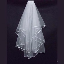 Cheap Bridal Veils Women Ribbon Edge Two Layer Adult Wedding Veil With Comb Simple White Ivory Red Black Bridal Veil 2017 New 2024 - buy cheap