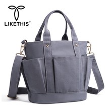 LIKETHIS New Canvas Leather Woman Shoulder Bag High Capacity Messenger Bag Casual Crossbody Bag Tote Female Handbag Dropshipping 2024 - buy cheap