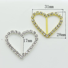 Hebillas brillantes de diamantes de imitación corazón decoración de boda hebilla en forma de corazón invitado a la boda cinta deslizante cinturones hebilla 2024 - compra barato