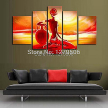 100%Handmade 5 Pieces Oil Paintings On Canvas Wall Art The Shining Sunset For Living Room Home Decor 2024 - buy cheap